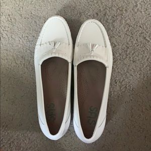 White genuine leather loafers